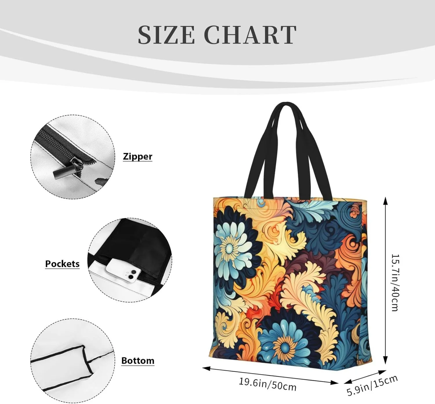 Tote Bag for Women Grocery Bag Reusable Shopping Bag Antarctic Peninsula Handbag Foldable Shoulder Bag