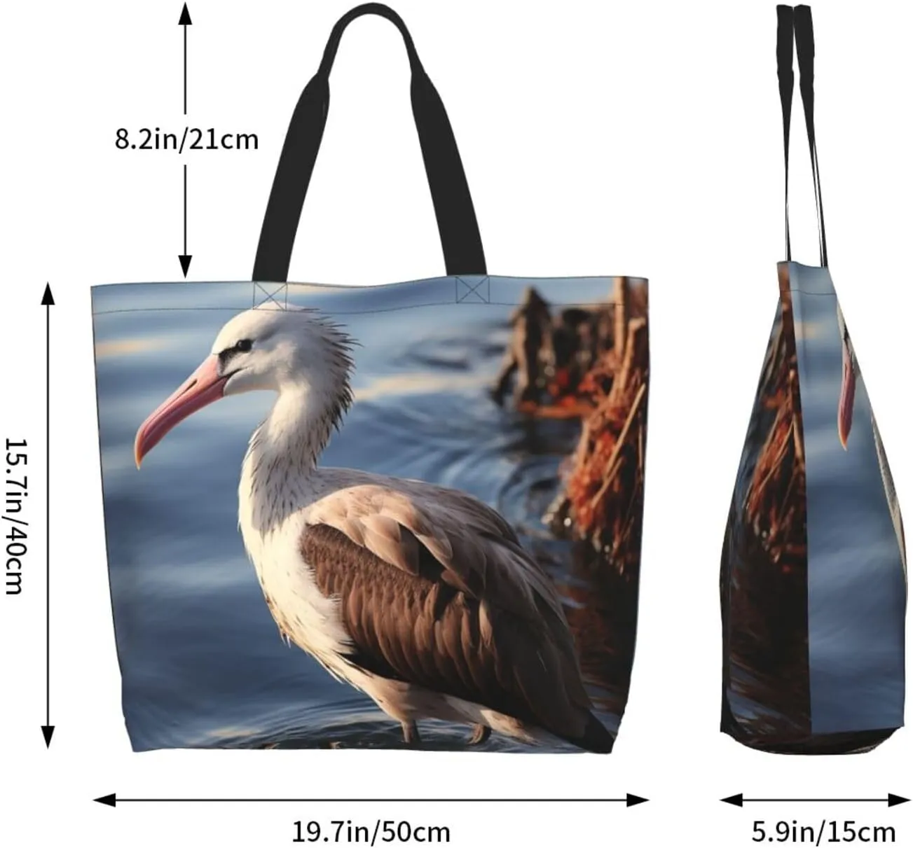 Tote Bag for Women Grocery Bag Reusable Shopping Bag Bird resting on branch Handbag Foldable Shoulder Bag