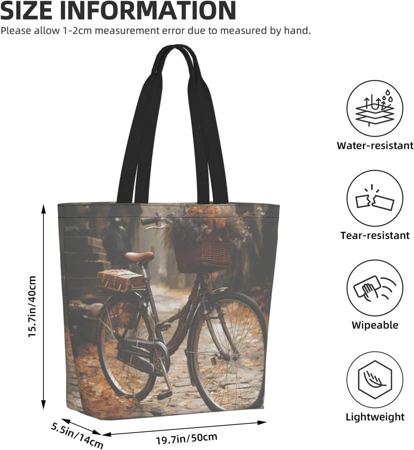 Tote Bag for Women Grocery Bag Reusable Shopping Bag Bird resting on branch Handbag Foldable Shoulder Bag