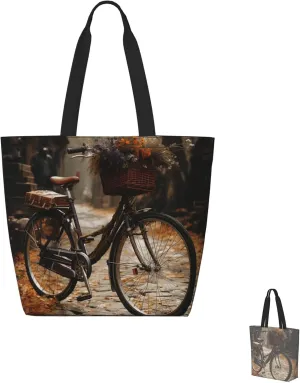Tote Bag for Women Grocery Bag Reusable Shopping Bag Bird resting on branch Handbag Foldable Shoulder Bag