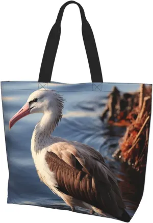 Tote Bag for Women Grocery Bag Reusable Shopping Bag Bird resting on branch Handbag Foldable Shoulder Bag