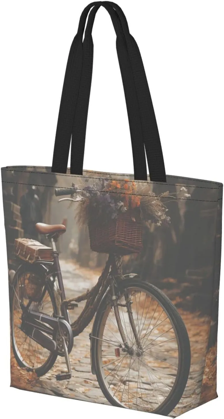 Tote Bag for Women Grocery Bag Reusable Shopping Bag Bird resting on branch Handbag Foldable Shoulder Bag