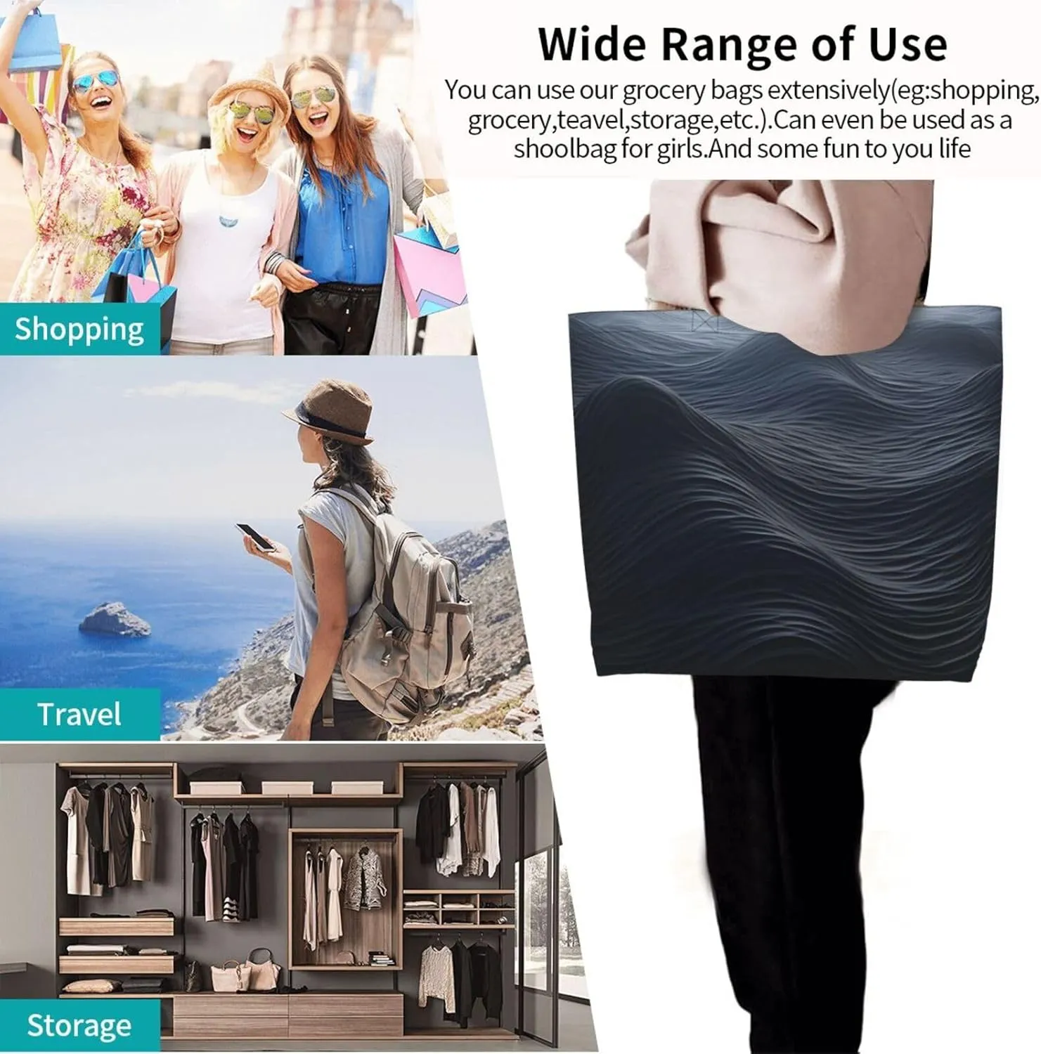 Tote Bag for Women Grocery Bag Reusable Shopping Bag Math question Handbag Foldable Shoulder Bag