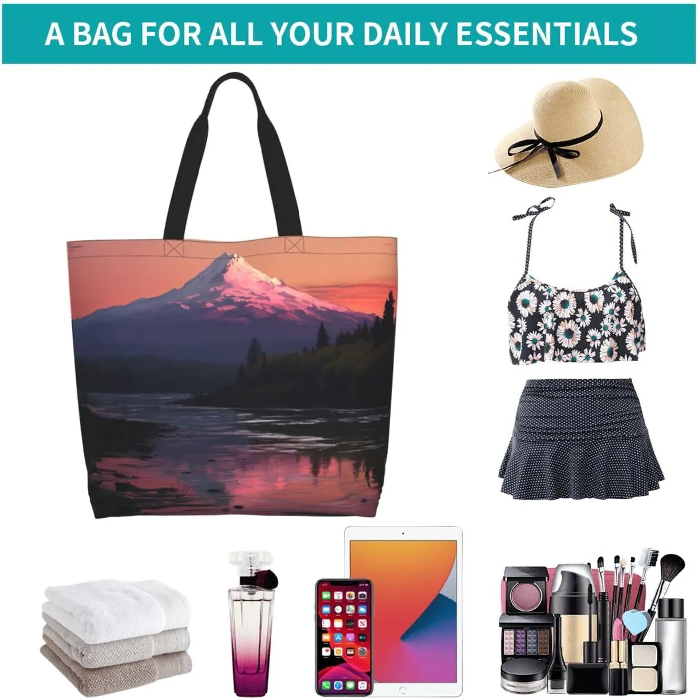 Tote Bag for Women Grocery Bag Reusable Shopping Bag Watermelon beautiful Handbag Foldable Shoulder Bag