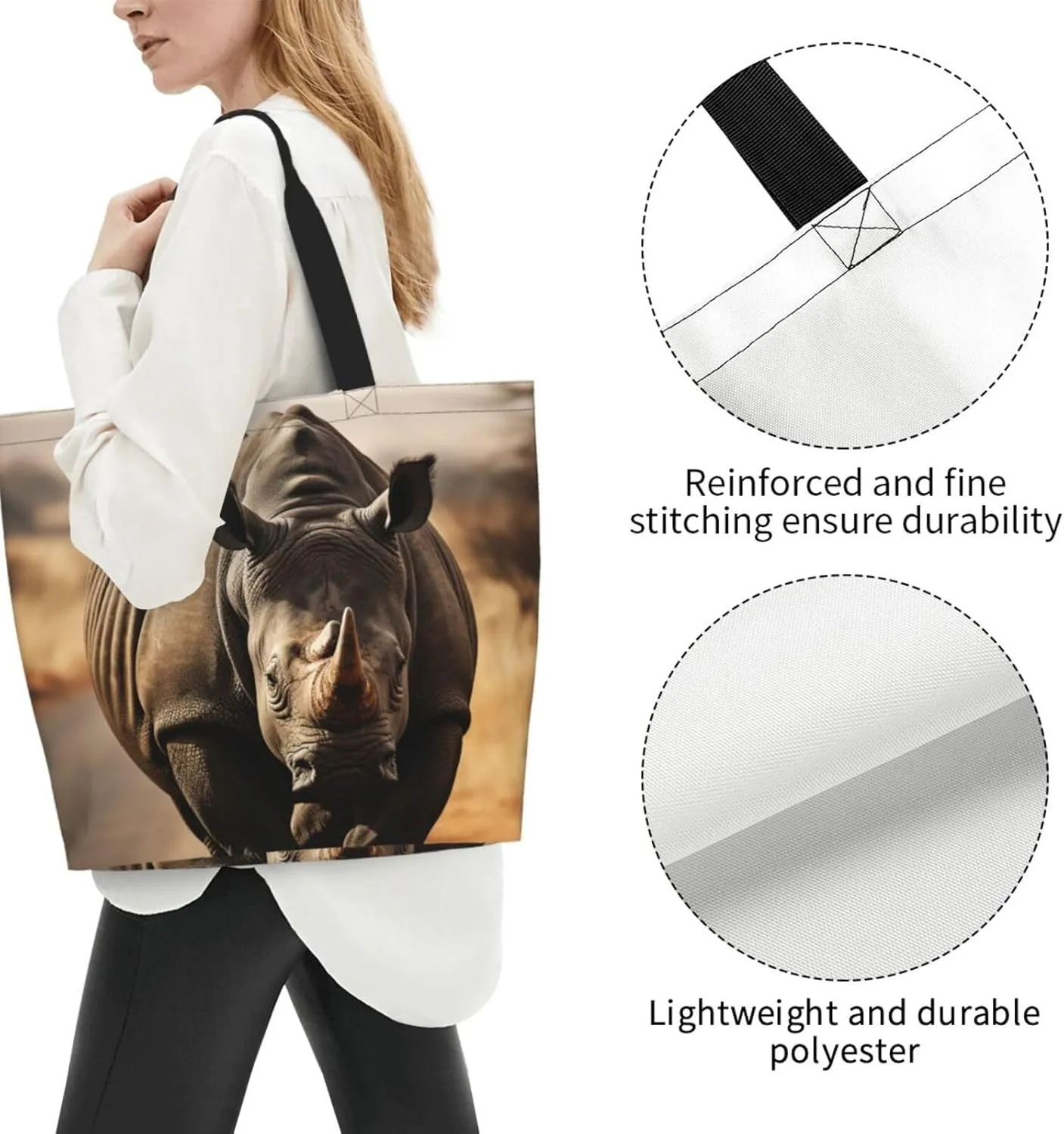 Tote Bag for Women Grocery Bag Reusable Shopping Bag Zebras on Brown Grass Field Handbag Foldable Shoulder Bag
