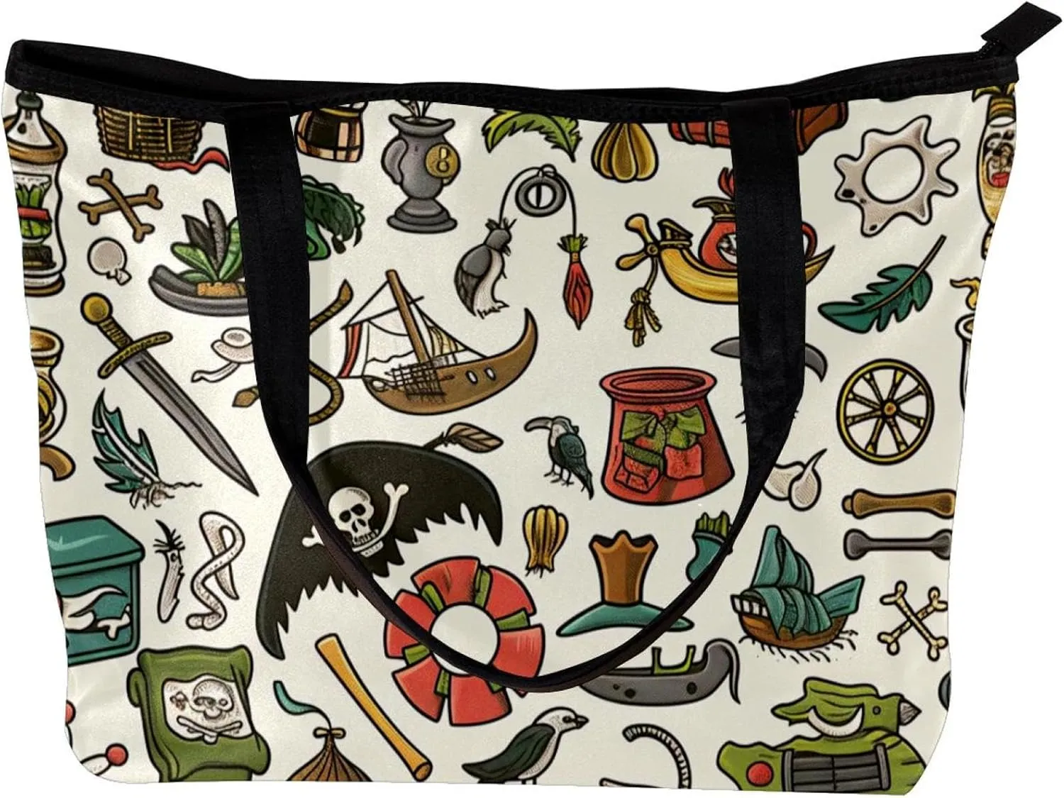 Tote Bag for Women, Large Tote Bag, Tote Bag with Zipper, Nautical Anchor Ocean Summer, Womens Tote Bag