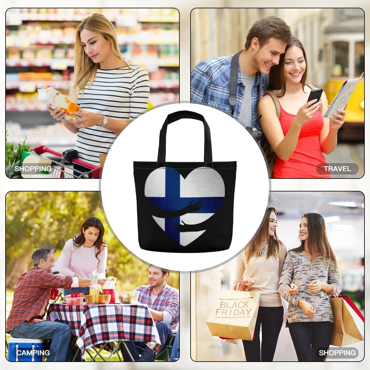 Tote Bag for Women Men Large Reusable Beach Shoulder Bags With Zipper for Gym Shopping Travel Gifts Yoga