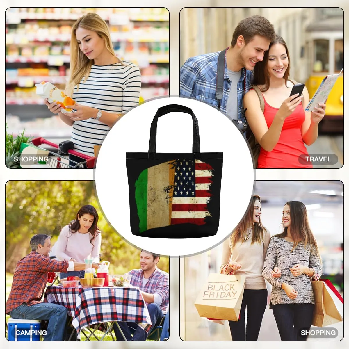 Tote Bag for Women Men Large Reusable Beach Shoulder Bags With Zipper for Gym Shopping Travel Gifts Yoga