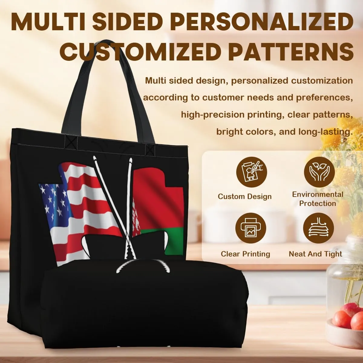 Tote Bag for Women Men Large Reusable Beach Shoulder Bags With Zipper for Gym Shopping Travel Gifts Yoga