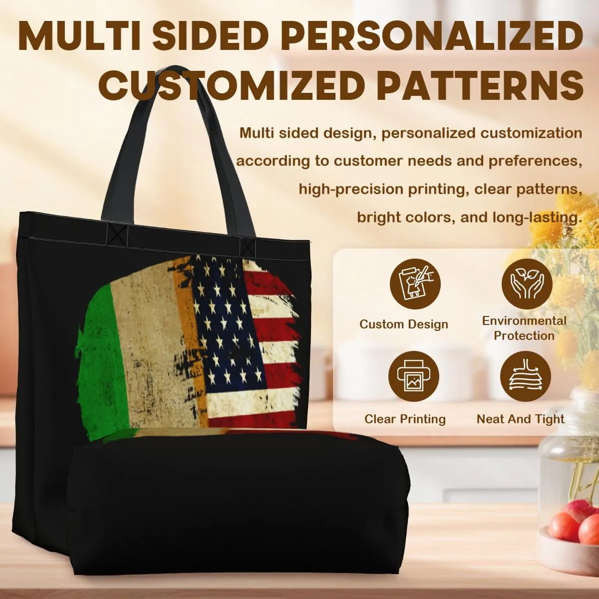 Tote Bag for Women Men Large Reusable Beach Shoulder Bags With Zipper for Gym Shopping Travel Gifts Yoga