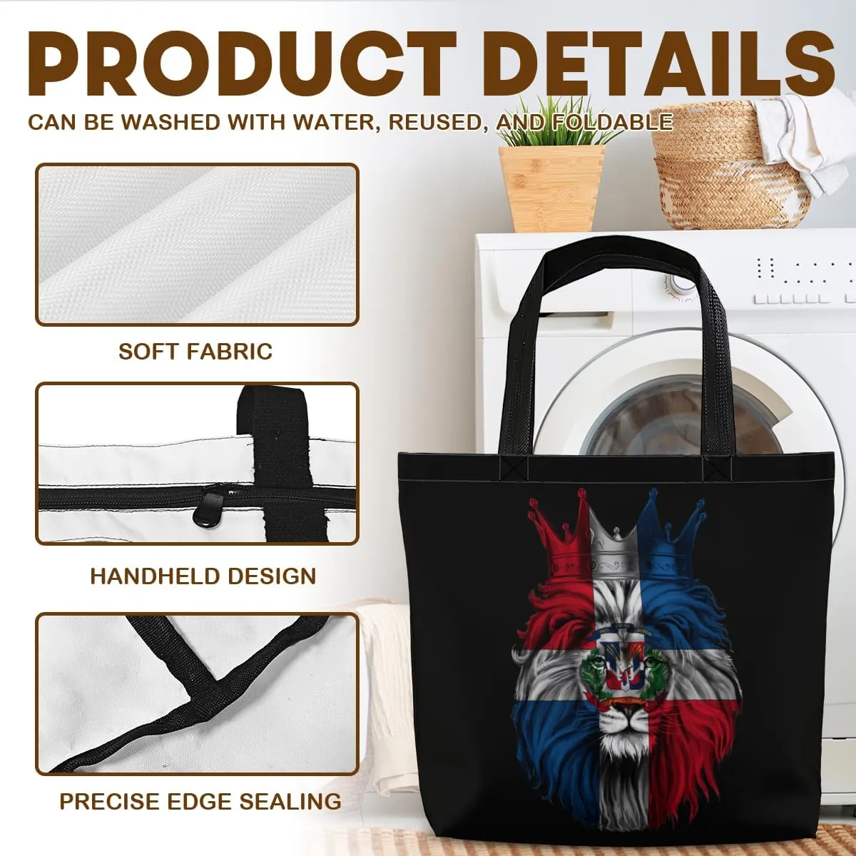 Tote Bag for Women Men Large Reusable Beach Shoulder Bags With Zipper for Gym Shopping Travel Gifts Yoga
