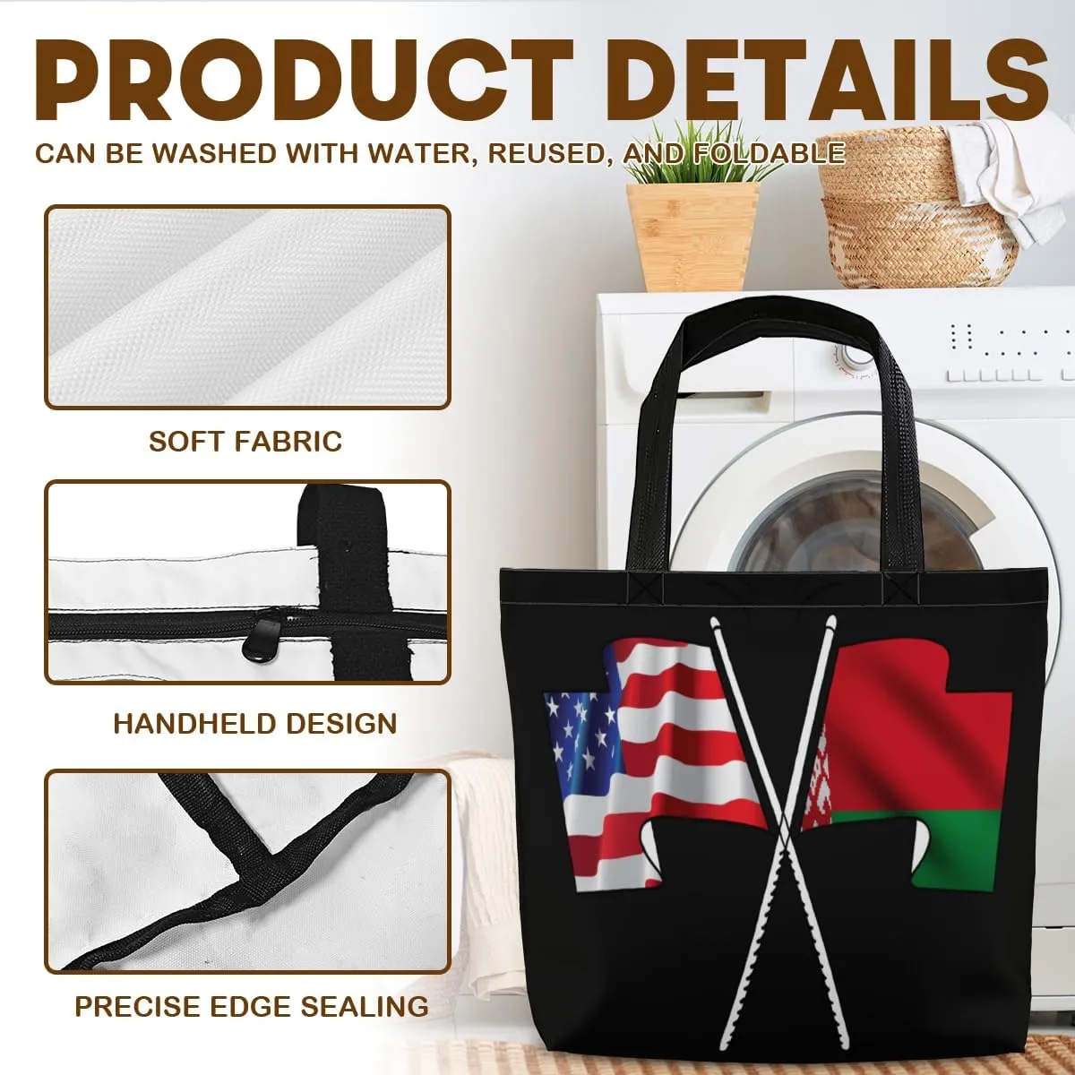 Tote Bag for Women Men Large Reusable Beach Shoulder Bags With Zipper for Gym Shopping Travel Gifts Yoga