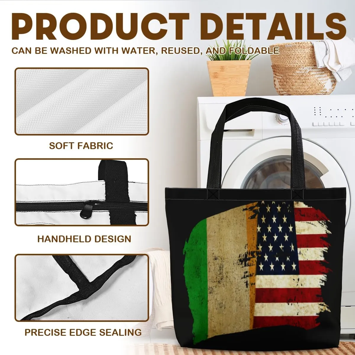 Tote Bag for Women Men Large Reusable Beach Shoulder Bags With Zipper for Gym Shopping Travel Gifts Yoga