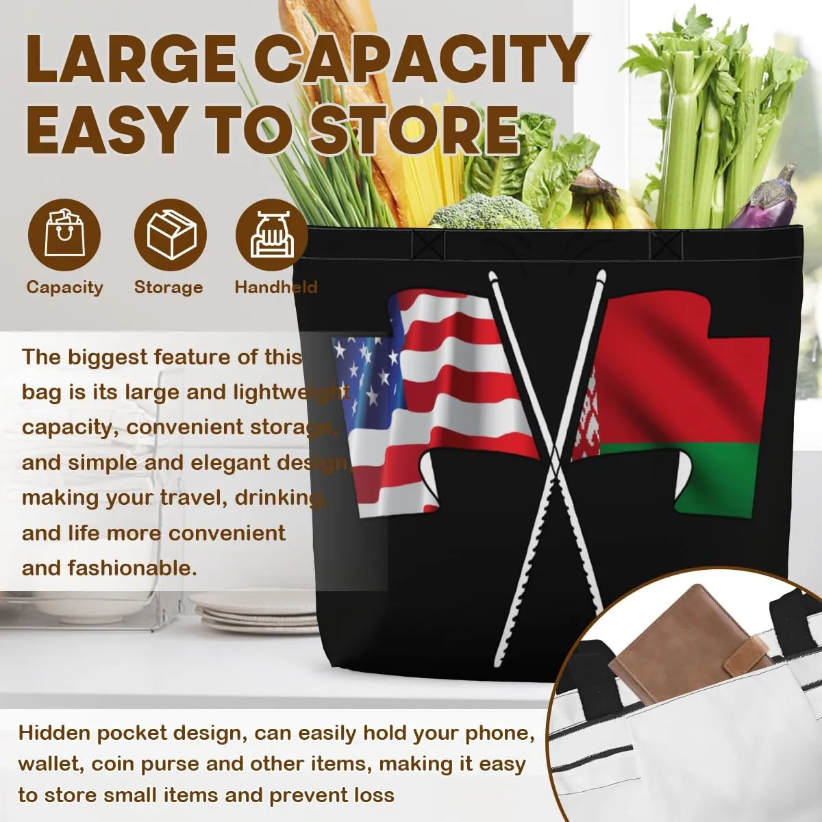 Tote Bag for Women Men Large Reusable Beach Shoulder Bags With Zipper for Gym Shopping Travel Gifts Yoga