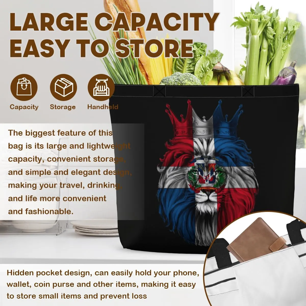 Tote Bag for Women Men Large Reusable Beach Shoulder Bags With Zipper for Gym Shopping Travel Gifts Yoga