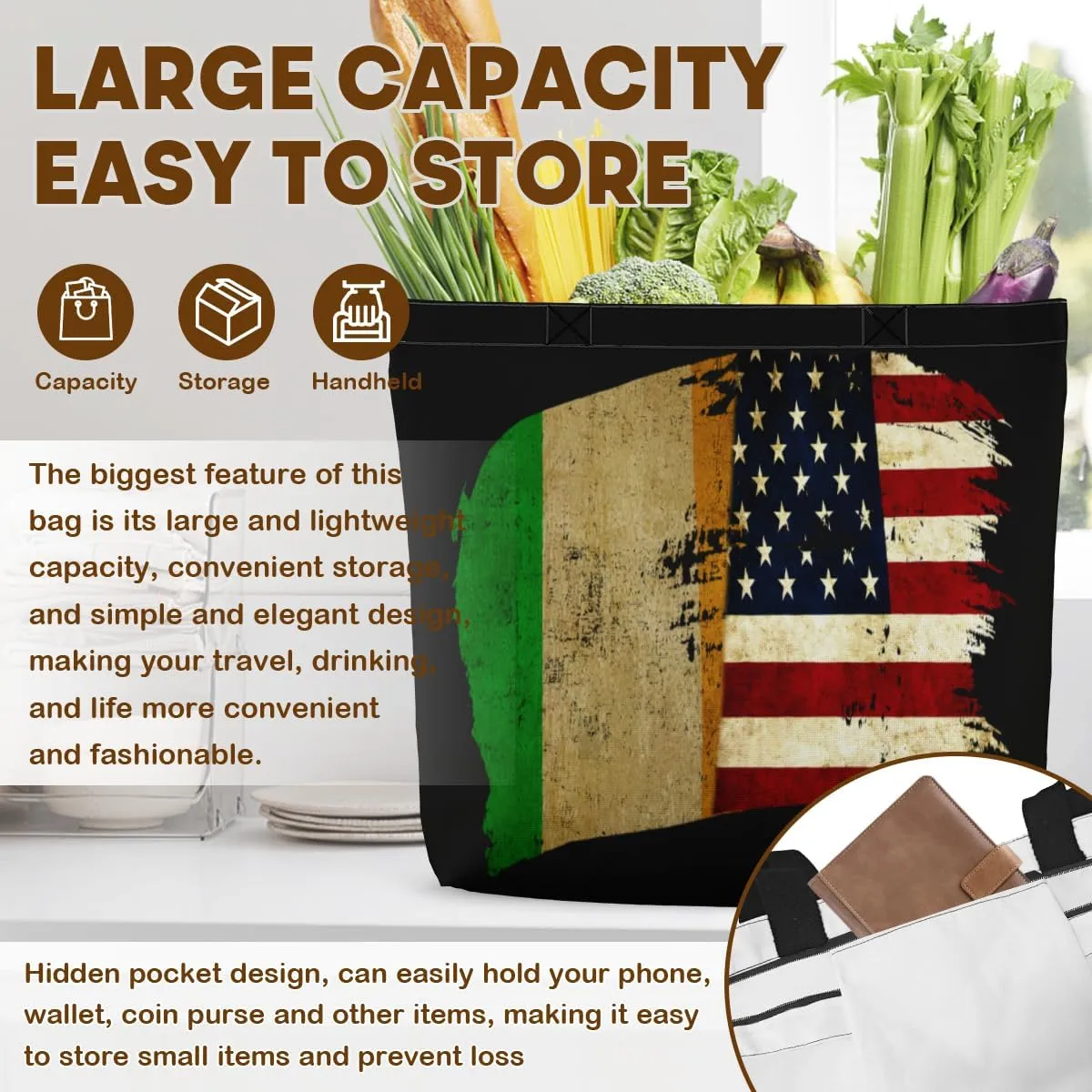 Tote Bag for Women Men Large Reusable Beach Shoulder Bags With Zipper for Gym Shopping Travel Gifts Yoga
