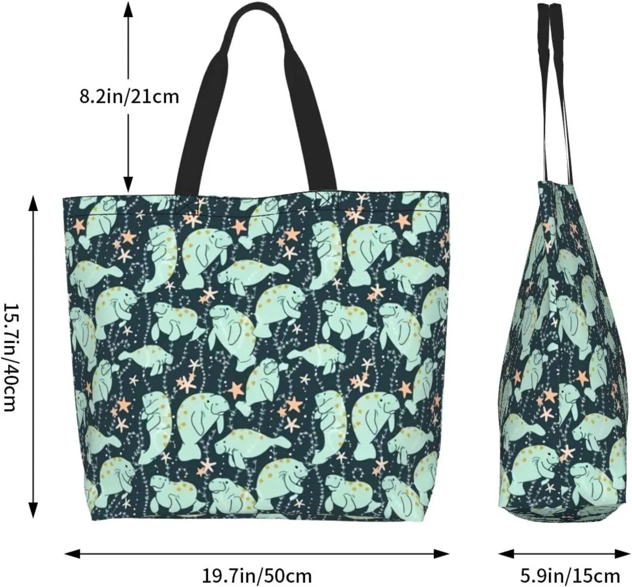 Tote Bag for Women Men Reusable Beach Shoulder Bag Casual Handbag for Travel Shopping Grocery Work