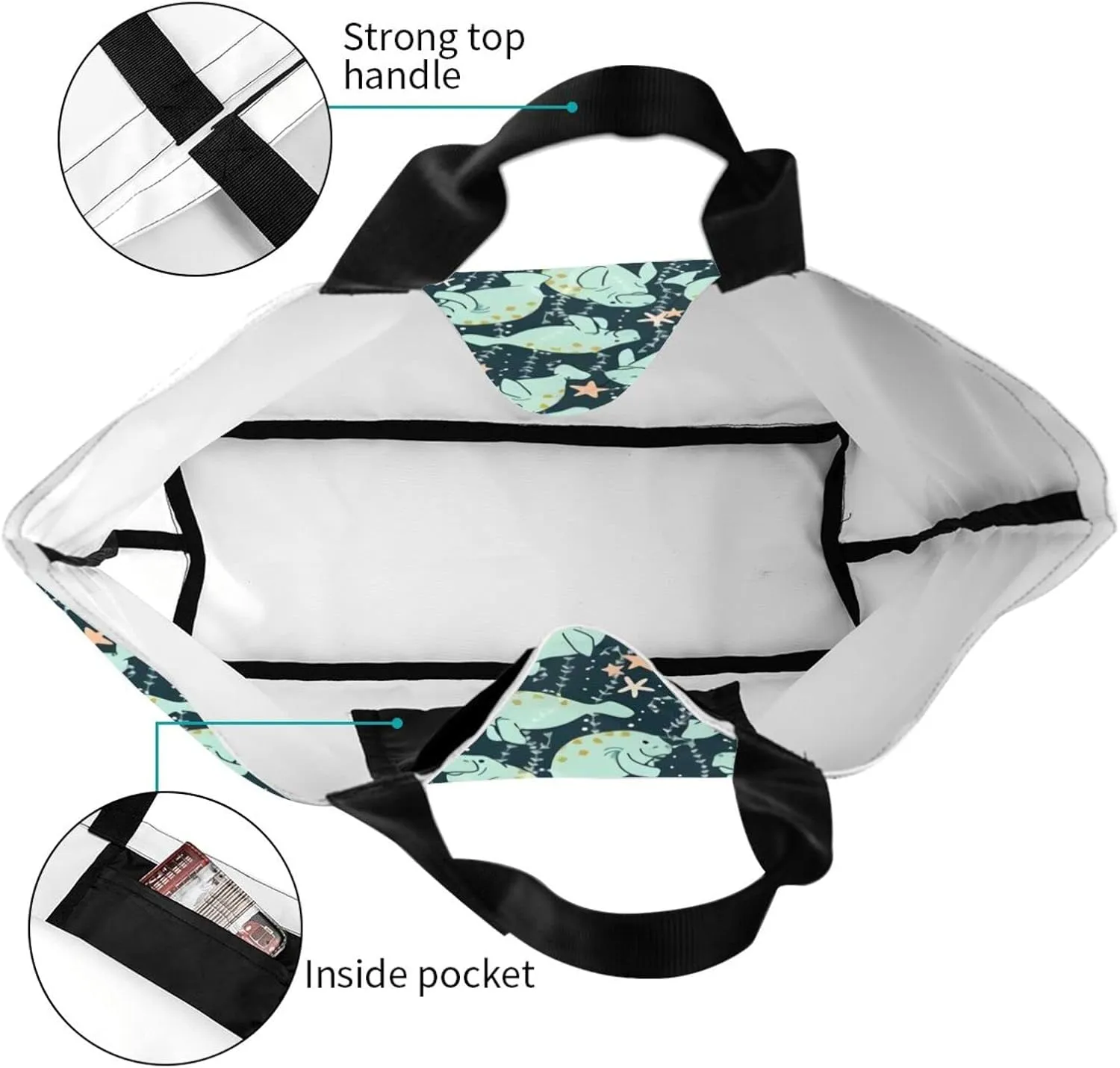 Tote Bag for Women Men Reusable Beach Shoulder Bag Casual Handbag for Travel Shopping Grocery Work
