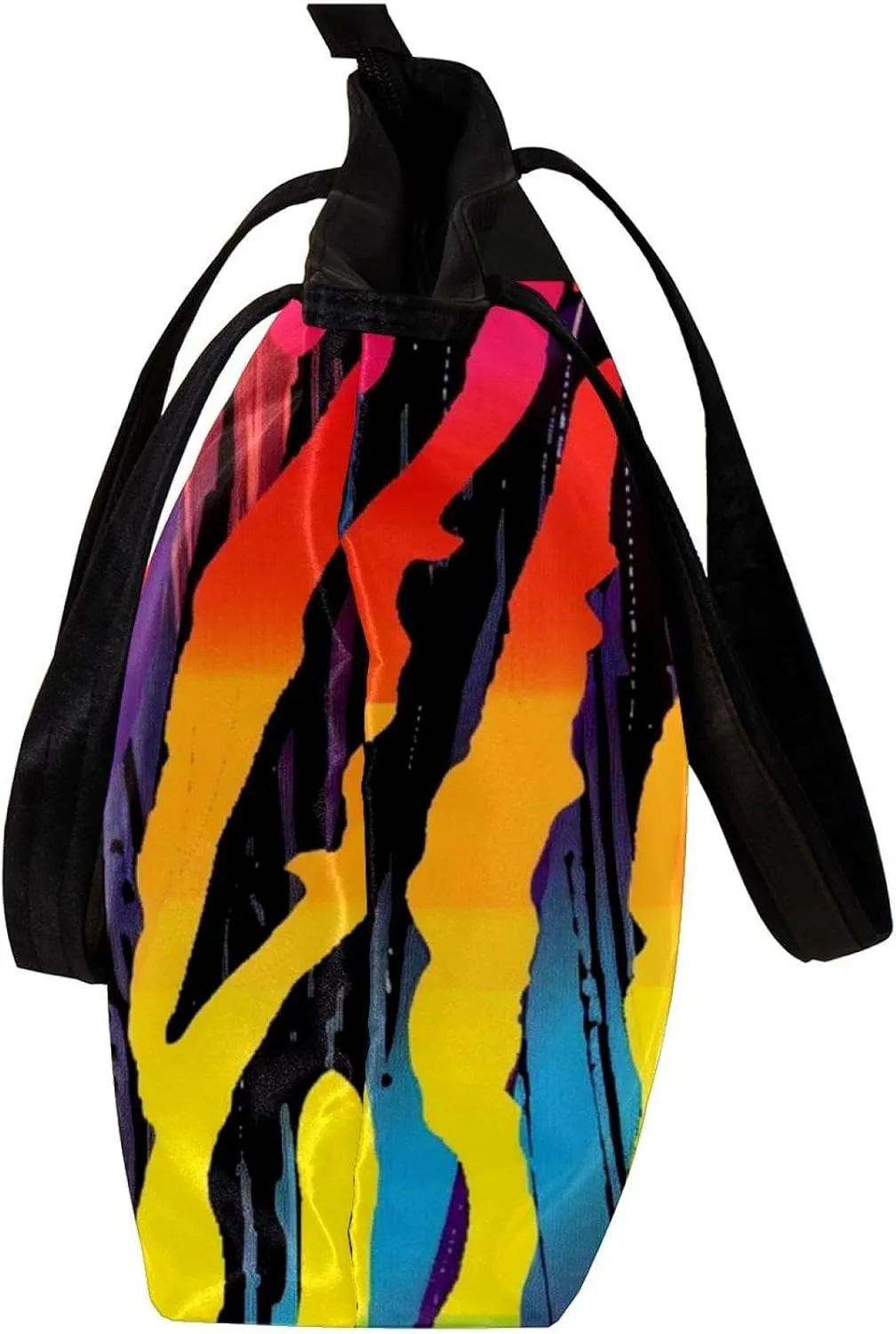 Tote Bag, Large Tote Bag, Tote Bag with Zipper, Rainbow Zebra Pattern Modern, Tote Bag for Work