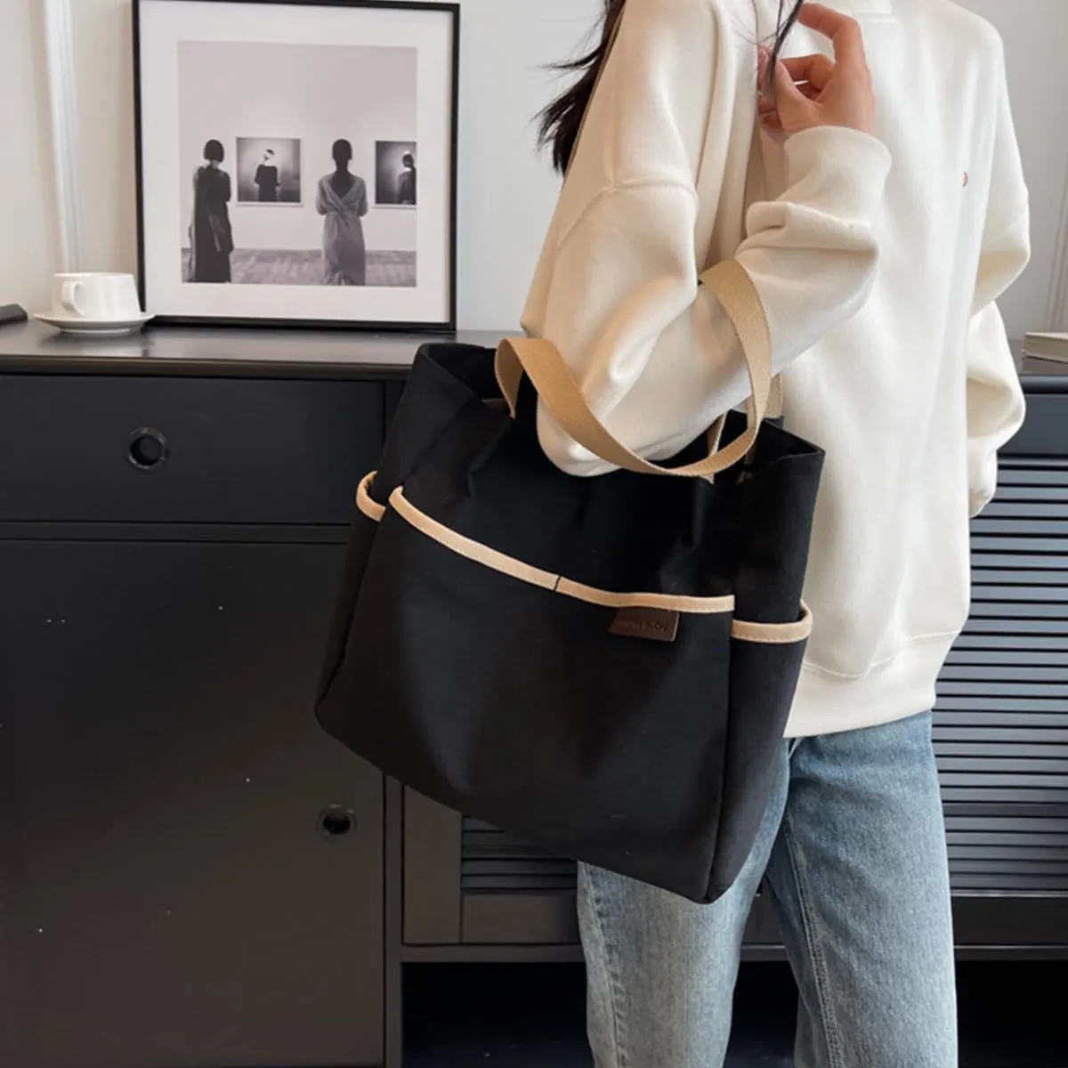 Tote Bag With Zipper Canvas Tote Bag Work Bags For Women Tote Bag For Women Large Tote Bag Handbags For Women