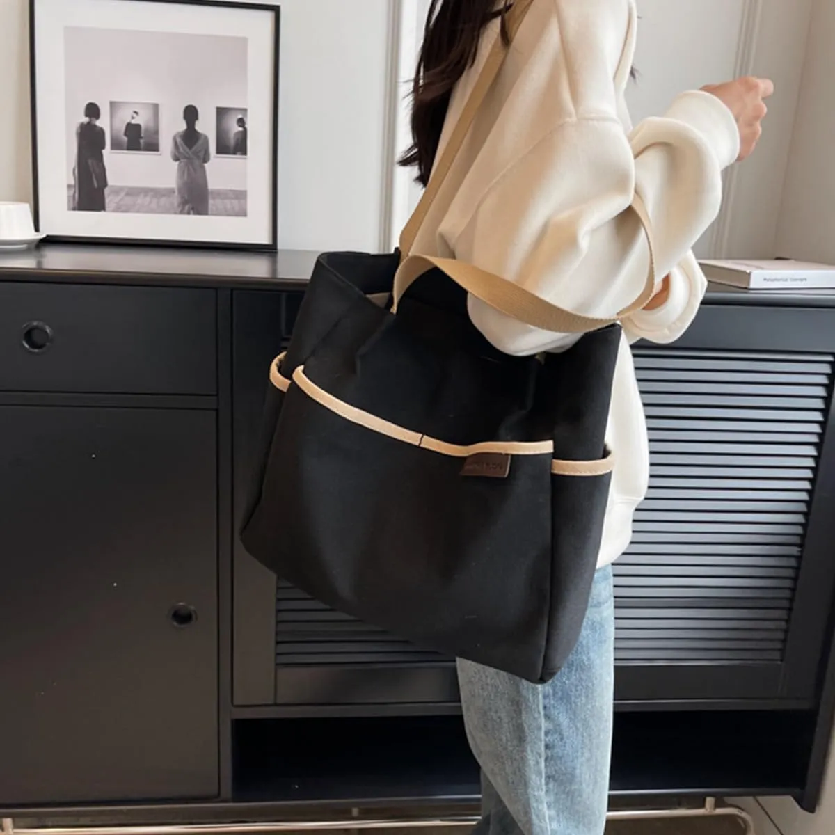 Tote Bag With Zipper Canvas Tote Bag Work Bags For Women Tote Bag For Women Large Tote Bag Handbags For Women