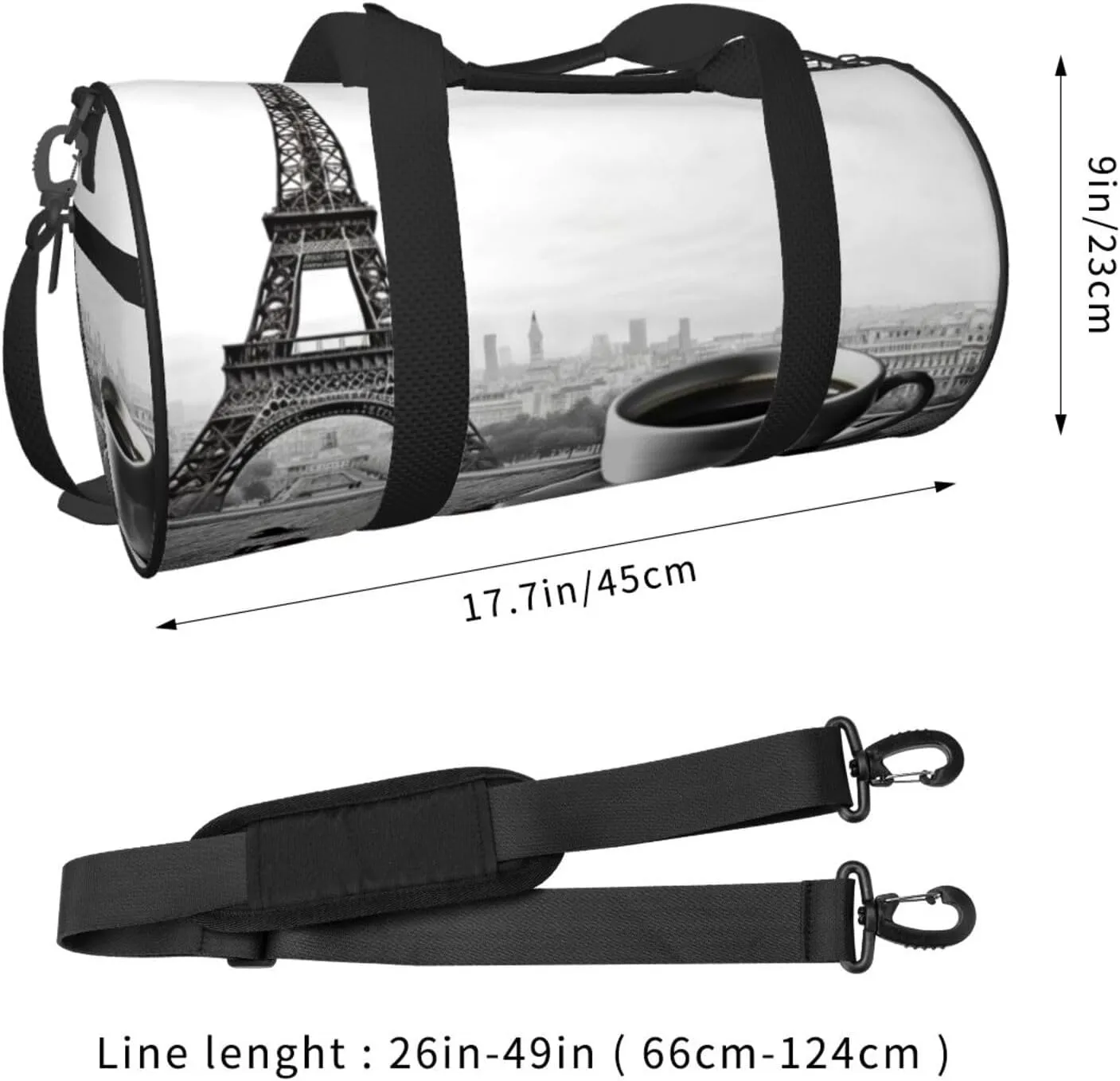 Travel Bag For Women,Parisian Coffee Eiffel Tower Print Personal Item Duffle Bags,Weekend Travel Duffel Tote Bag,Travel Sport Gym Bag For Men,Airplane Travel Essentials For Flying