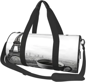 Travel Bag For Women,Parisian Coffee Eiffel Tower Print Personal Item Duffle Bags,Weekend Travel Duffel Tote Bag,Travel Sport Gym Bag For Men,Airplane Travel Essentials For Flying