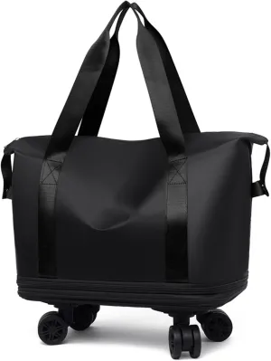 Travel Bag With Wheels, Travel Bag, Double-layer Expansion, Wear-resistant and Water-repellent, Suitable for Fitness, Travel and Business Trips (black)