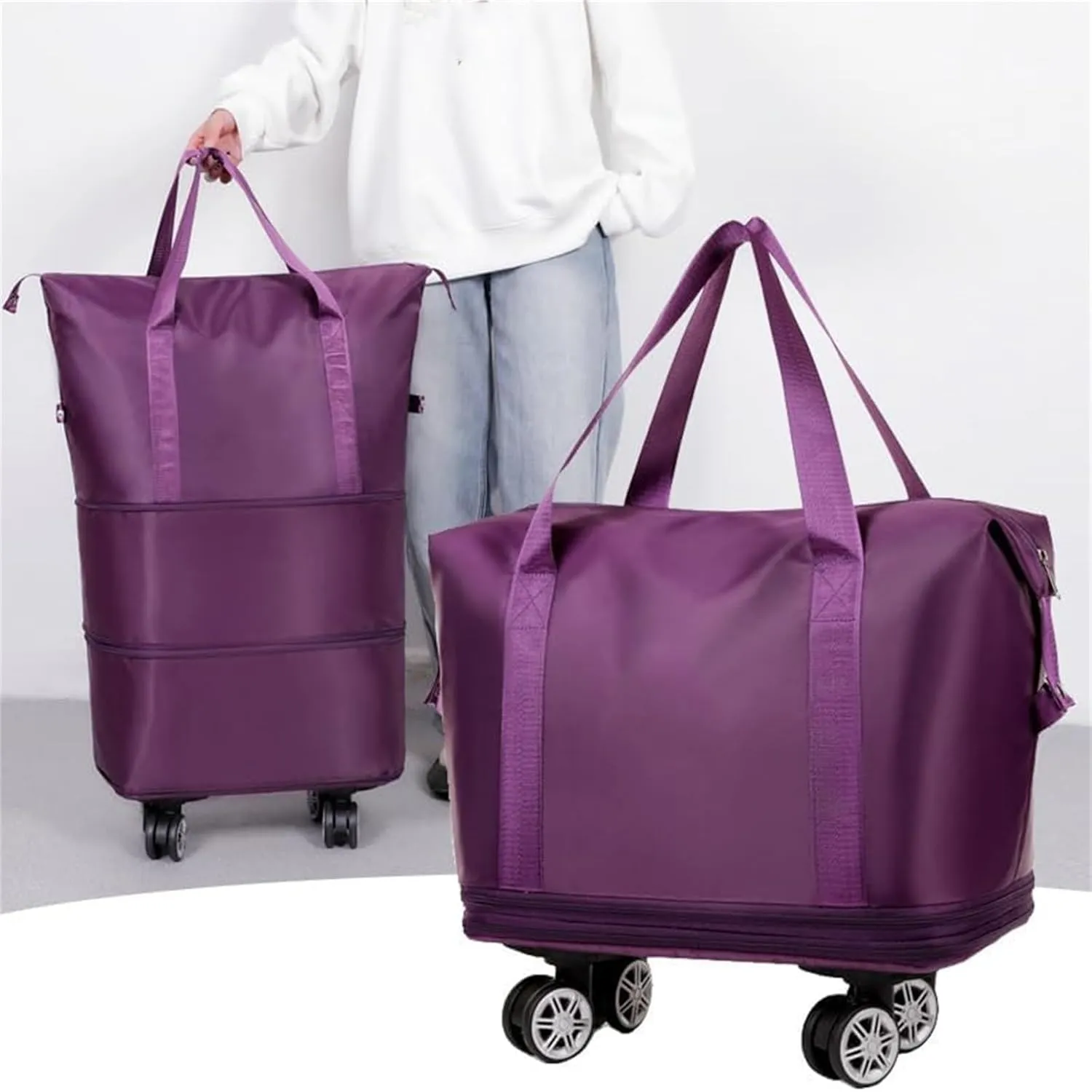 Travel Bag With Wheels, Travel Bag, Double-layer Expansion, Wear-resistant and Water-repellent, Suitable for Fitness, Travel and Business Trips (green)