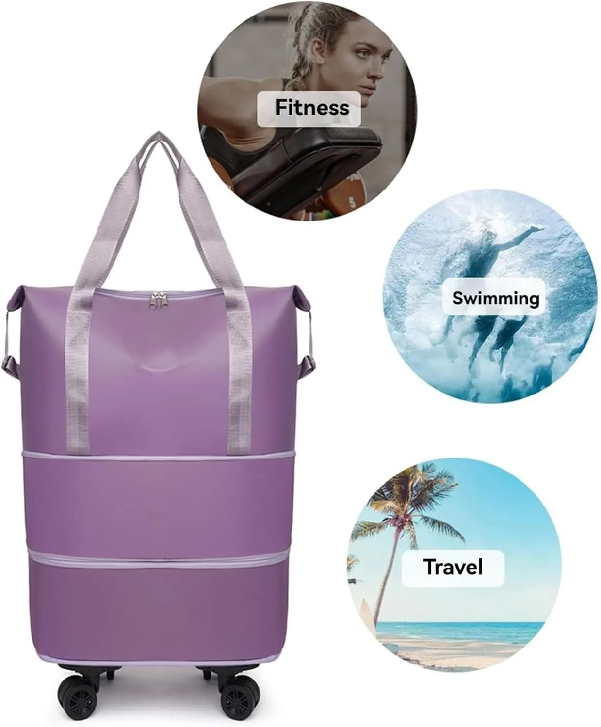 Travel Bag With Wheels, Travel Bag, Double-layer Expansion, Wear-resistant and Water-repellent, Suitable for Fitness, Travel and Business Trips (green)