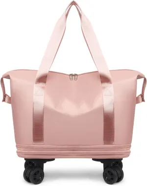 Travel Bag With Wheels, Travel Bag, Double-layer Expansion, Wear-resistant and Water-repellent, Suitable for Fitness, Travel and Business Trips (pink)