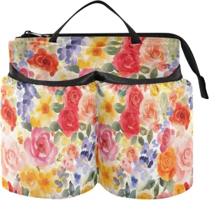 Travel Drink Holder Multifunctional Rose Beauty Summer Flowers Water Bottle Carrier Hold Two Coffee Mugs for Attendant Must Haves