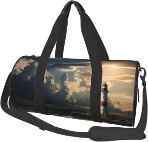 Travel Duffel Bag Foldable Weekender Overnight Bag Old Lighthouse by The Sea Sports Tote Gym Bags Large Capacity Lightweight Carry On Luggage Bags for Men Women