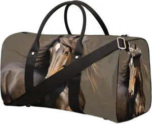 Travel Duffel Bag for Men & Women, Foldable Sports Gym Bag Tote Bag with Adjustable Shoulder Straps,Funny Animal Horse Overnight Weekender Carry On Bag for Workout, Yoga, Swimming