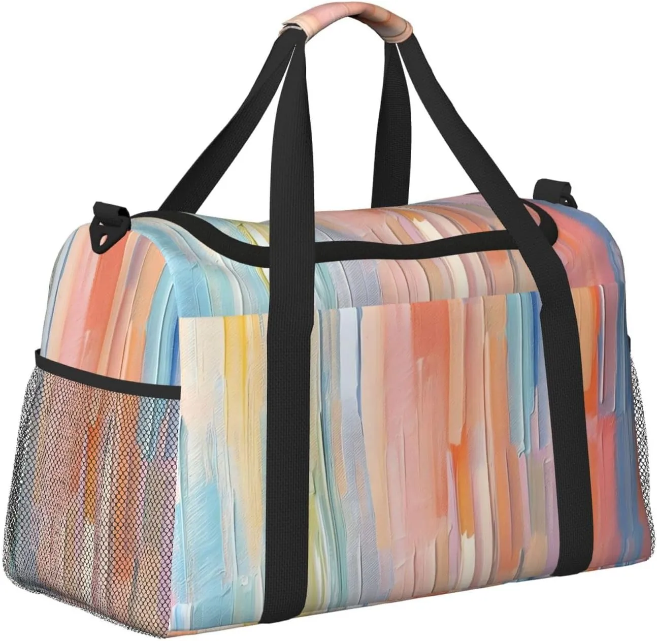 Travel Duffel Bag For Men Women, Multicolored Oil Painting Carry On Sport Gym Bag With Shoulder Strap Lightweight Waterproof Weekender Bag Overnight Bag