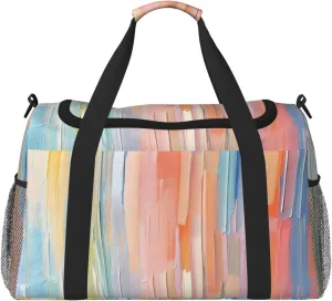 Travel Duffel Bag For Men Women, Multicolored Oil Painting Carry On Sport Gym Bag With Shoulder Strap Lightweight Waterproof Weekender Bag Overnight Bag