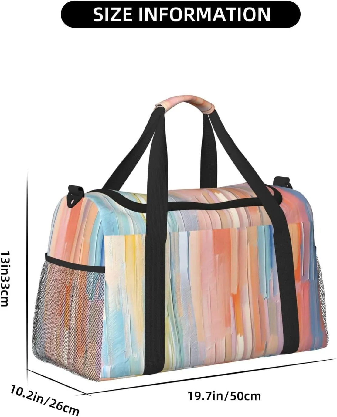 Travel Duffel Bag For Men Women, Multicolored Oil Painting Carry On Sport Gym Bag With Shoulder Strap Lightweight Waterproof Weekender Bag Overnight Bag