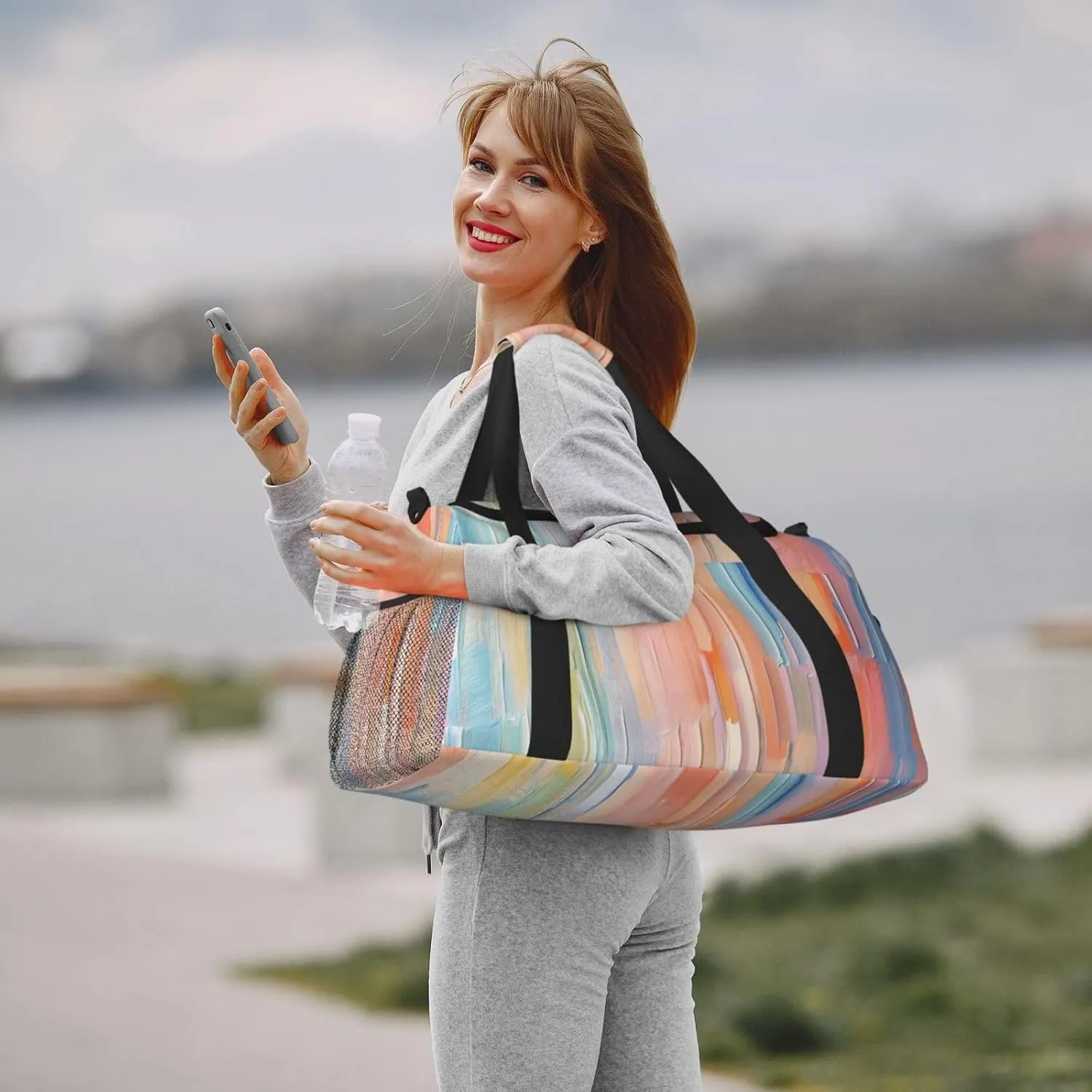 Travel Duffel Bag For Men Women, Multicolored Oil Painting Carry On Sport Gym Bag With Shoulder Strap Lightweight Waterproof Weekender Bag Overnight Bag