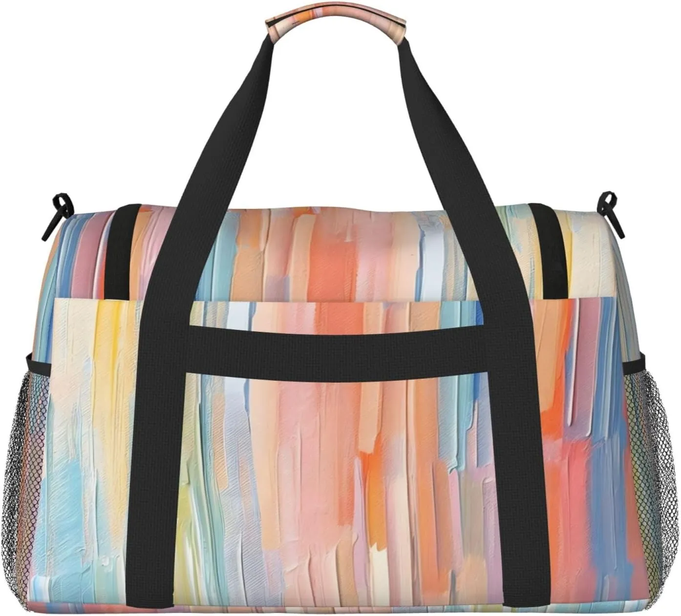 Travel Duffel Bag For Men Women, Multicolored Oil Painting Carry On Sport Gym Bag With Shoulder Strap Lightweight Waterproof Weekender Bag Overnight Bag