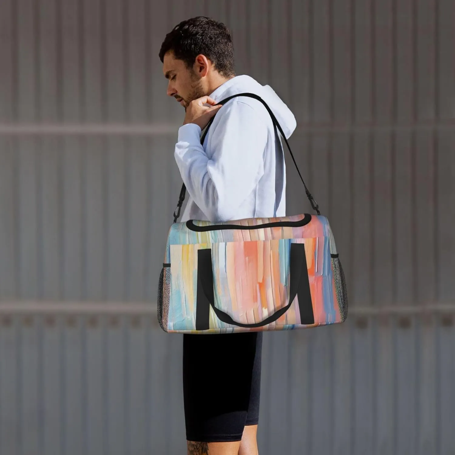 Travel Duffel Bag For Men Women, Multicolored Oil Painting Carry On Sport Gym Bag With Shoulder Strap Lightweight Waterproof Weekender Bag Overnight Bag