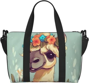 Travel Duffel Bag for Women Men Weekender Bags Sports Gym Bag Cartoon camel flower Travel Bag Carry on Overnight Bag Waterproof Luggage Bag with Shoulder Strap