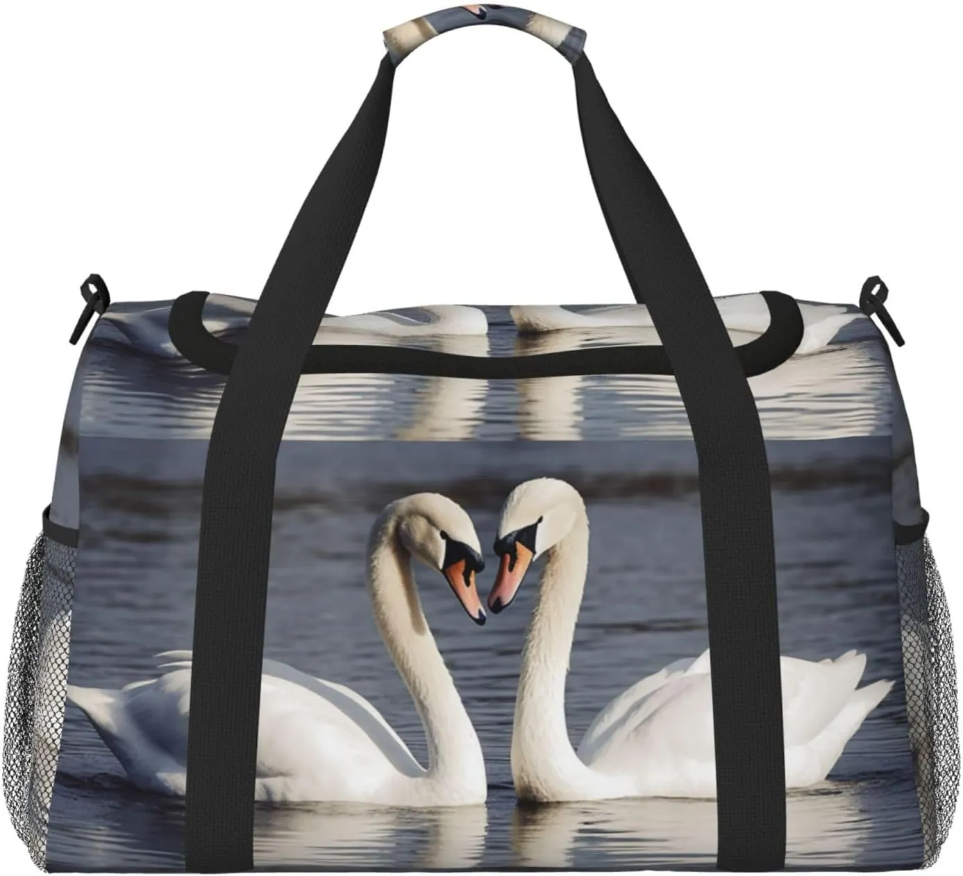 Travel Duffel Bag Lightweight Waterproof Carry On Tote Bag Foldable Weekender Overnight Bags Romantic White Swan Sport Gym Bag For Women Men