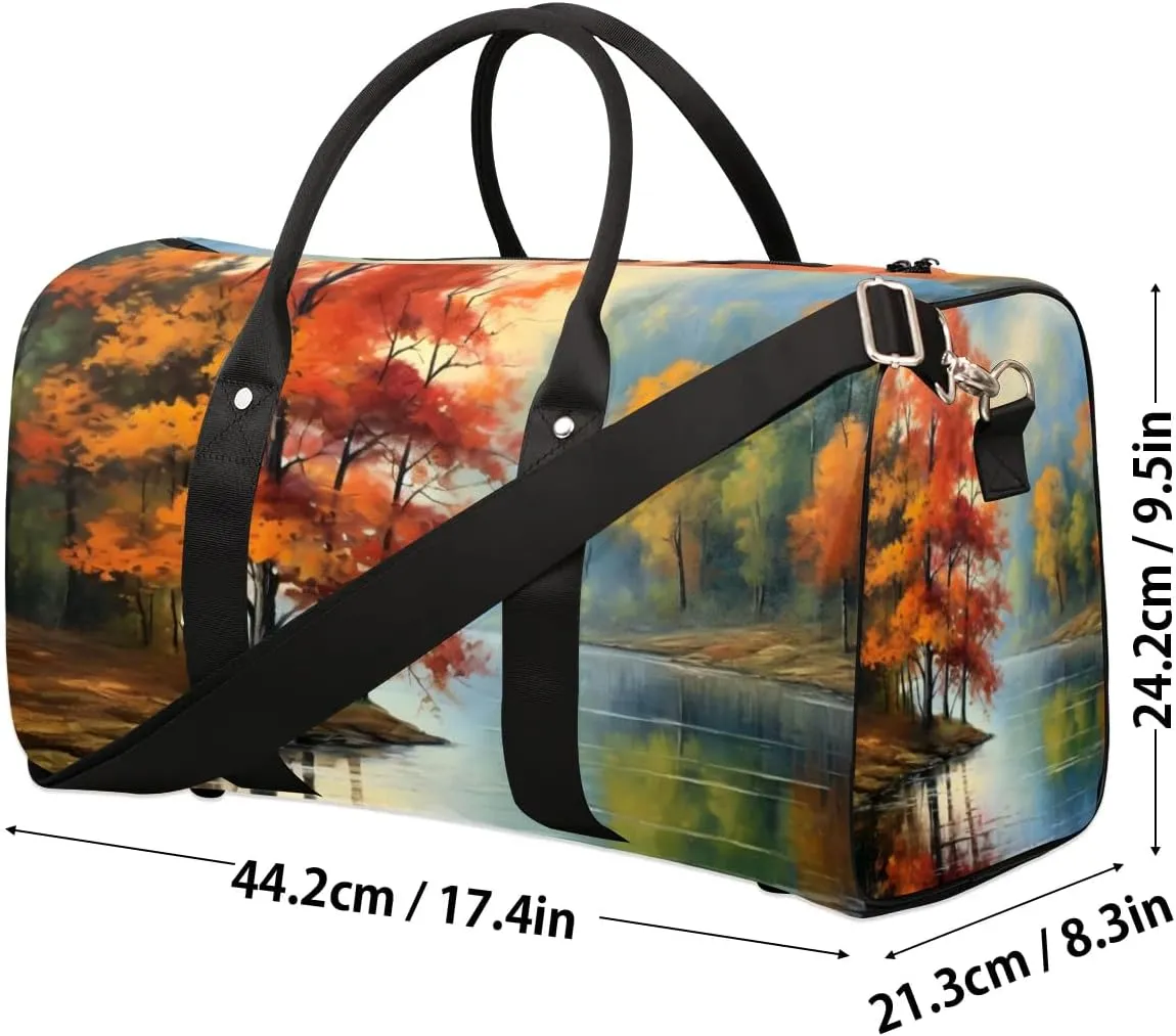 Travel Duffle Bag Autumn Forest Water Gym Bags for Men Women Travel Duffel Bags with Adjustable Shoulder Strap Carry On Weekender Bag