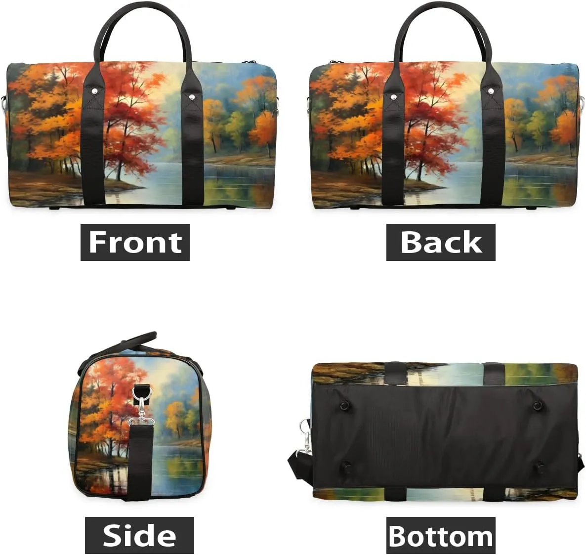 Travel Duffle Bag Autumn Forest Water Gym Bags for Men Women Travel Duffel Bags with Adjustable Shoulder Strap Carry On Weekender Bag