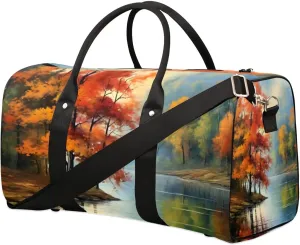 Travel Duffle Bag Autumn Forest Water Gym Bags for Men Women Travel Duffel Bags with Adjustable Shoulder Strap Carry On Weekender Bag