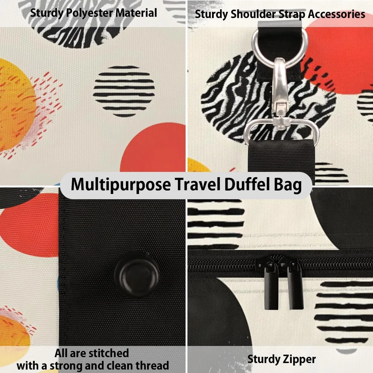 Travel Duffle Bag Circle Design Gym Bags for Men Women Travel Duffel Bags with Adjustable Shoulder Strap Carry On Weekender Bag