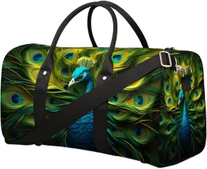Travel Duffle Bag Fairy Peacock Gym Bags for Men Women Travel Duffel Bags with Adjustable Shoulder Strap Carry On Weekender Bag