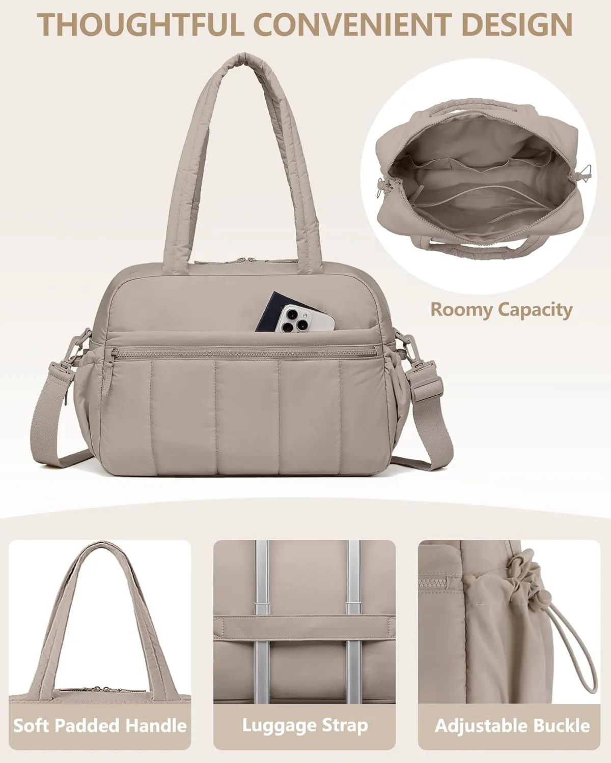 Travel Duffle Bag for Women: Weekender Bags with Toiletry Bag Gym Yoga Bag with Wet Pocket Water Resistant Weekend Carry on Duffel Tote Bag for Workout Sports Hospital Bags Camel