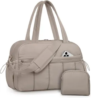 Travel Duffle Bag for Women: Weekender Bags with Toiletry Bag Gym Yoga Bag with Wet Pocket Water Resistant Weekend Carry on Duffel Tote Bag for Workout Sports Hospital Bags Camel