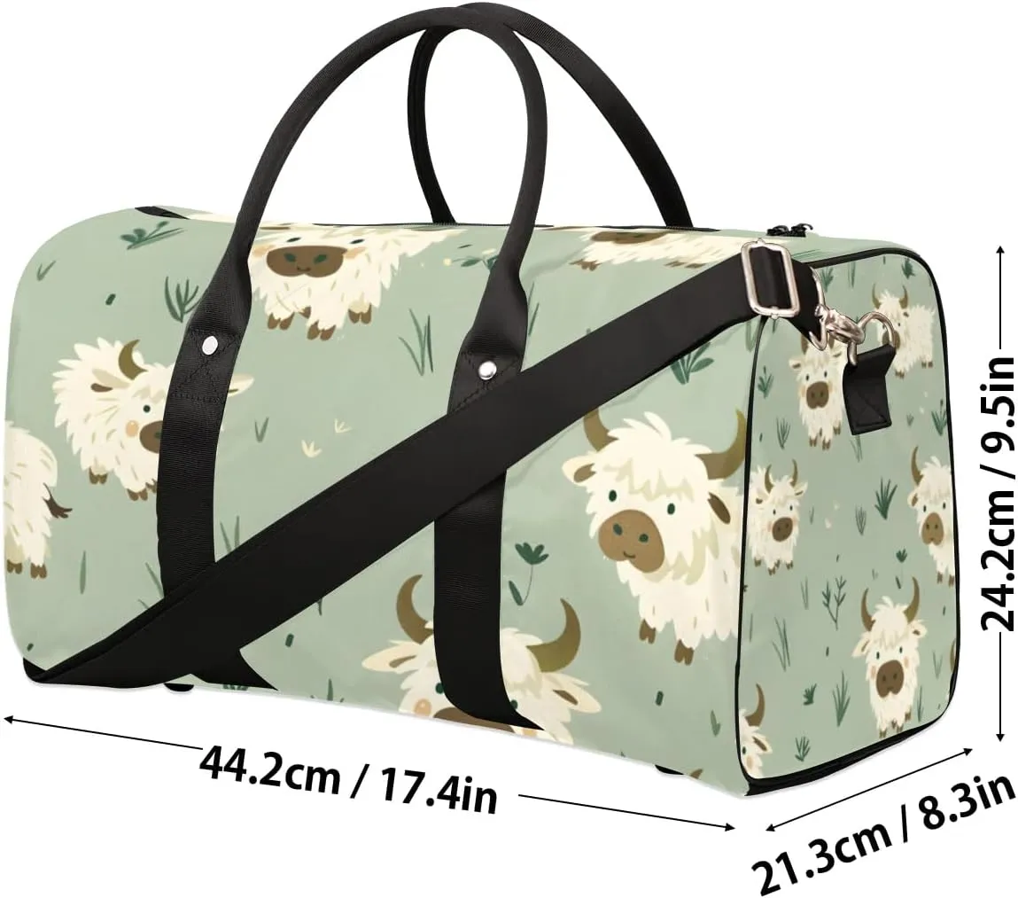 Travel Duffle Bag Lovely Cattle Theme Gym Bags for Men Women Travel Duffel Bags with Adjustable Shoulder Strap Carry On Weekender Bag